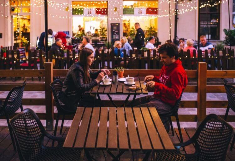 Man woman dinner patio